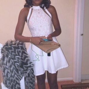 White Lace Top Party Dress